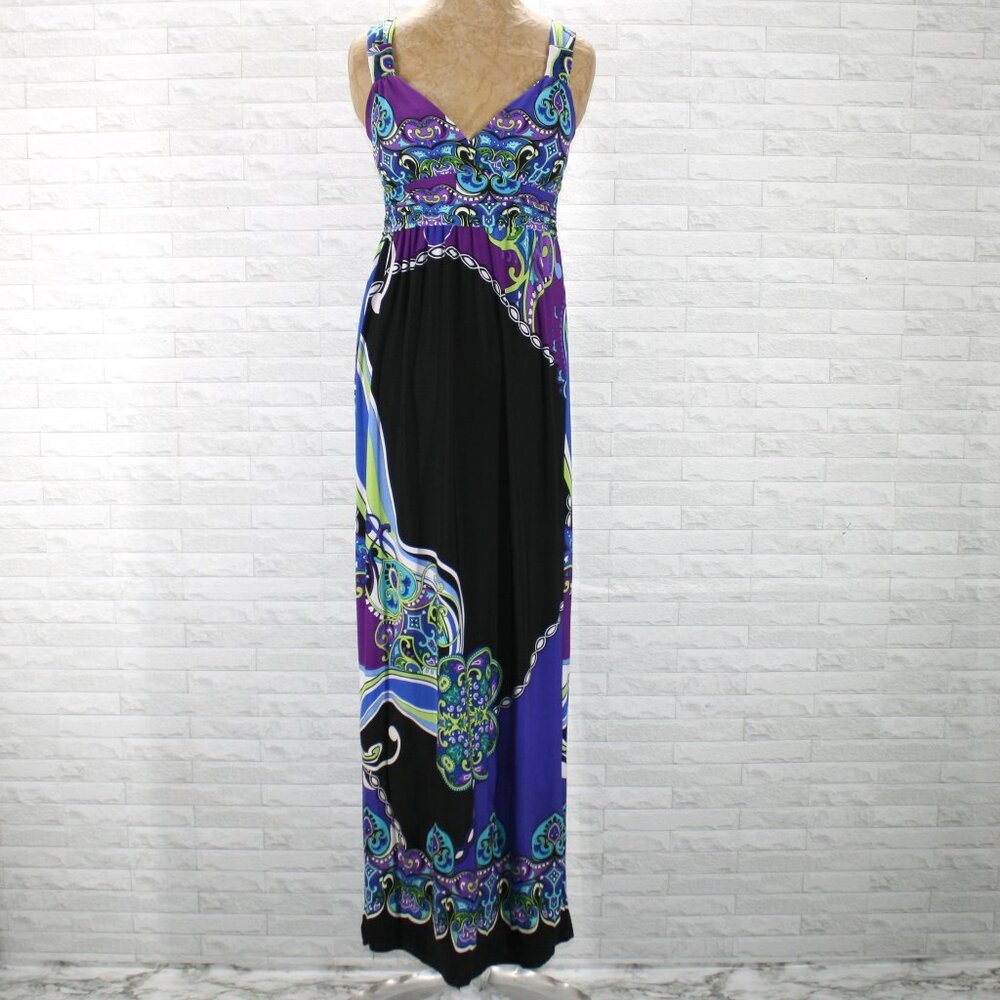 OLIVIA MATTHEWS Dress Sundress Maxi Floral Colorful Summer Sleeveless Purple 6
